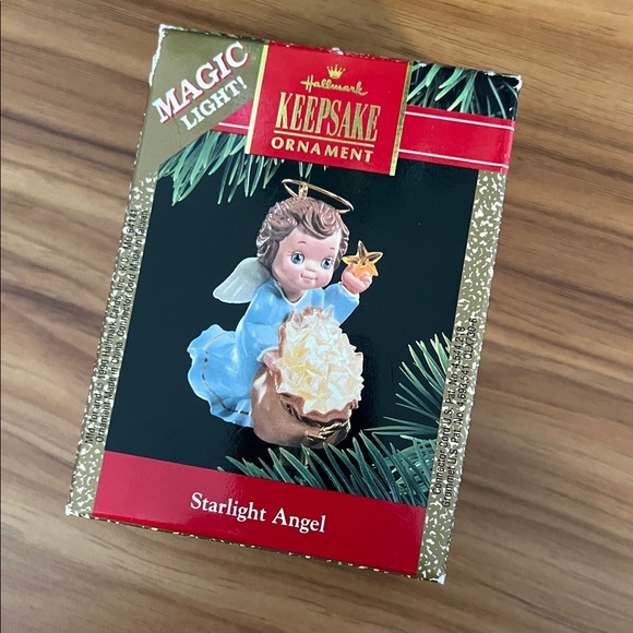 VINTAGE 1990 Hallmark Keepsake "Starlight Angel" Magic Light ornament LIGHTS UP! - Picture 2 of 13